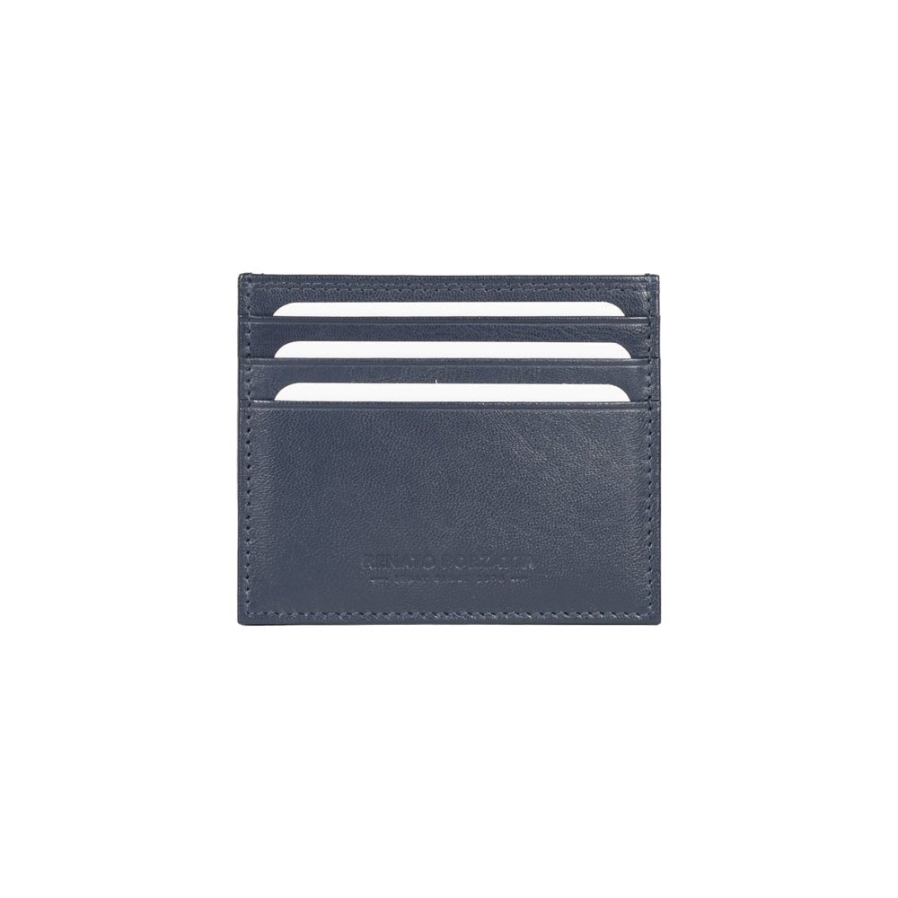RB12016D | Porta Carte di Credito in Vera Pelle pieno fiore, con leggera grana. Colore Blu. Protezione RFID. Dimensioni: cm 10 x 8 x 0,5. Confezione: Scatola regalo fondo/coperchio - www.Shopthatapp.com