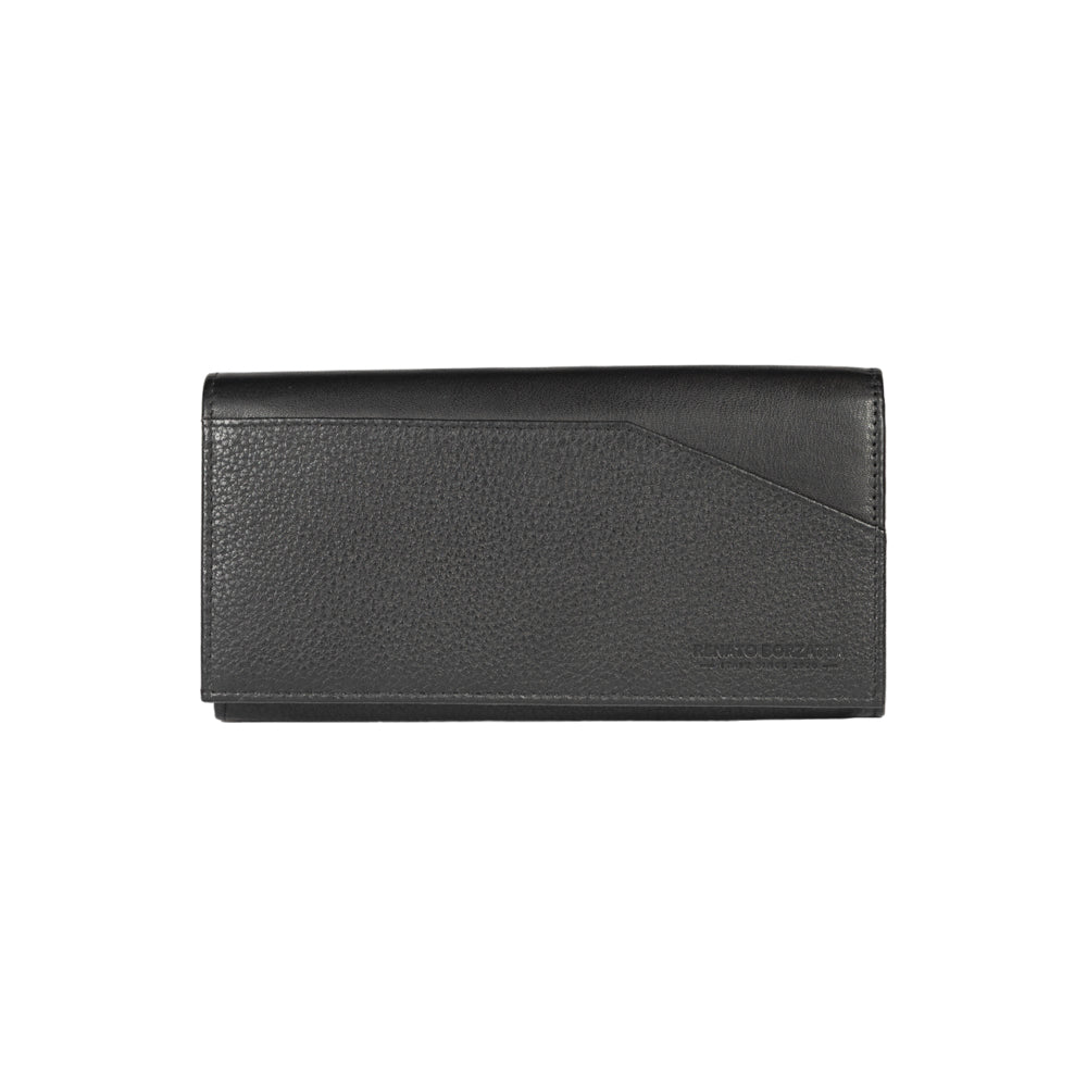 RB12129A | Portafogli Donna in Vera Pelle pieno fiore, grana dollaro/leggera. Colore Nero. Protezione RFID. Dimensioni da chiuso: cm 18,5 x 10 x 3. Confezione: Scatola regalo fondo/coperchio - www.Shopthatapp.com