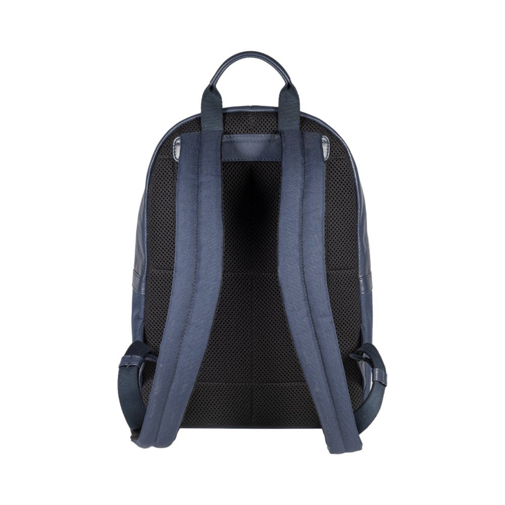 RB2001D | Zaino Porta Netbook/Tablet en Nylon/Vera Pelle, avec leggera grana. Chiusura con lampo e spallacci regolabili - Colore Blu - Dimensions: cm 27 x 38 x 14. Confezione: Sacchetto Tessuto non Tessuto