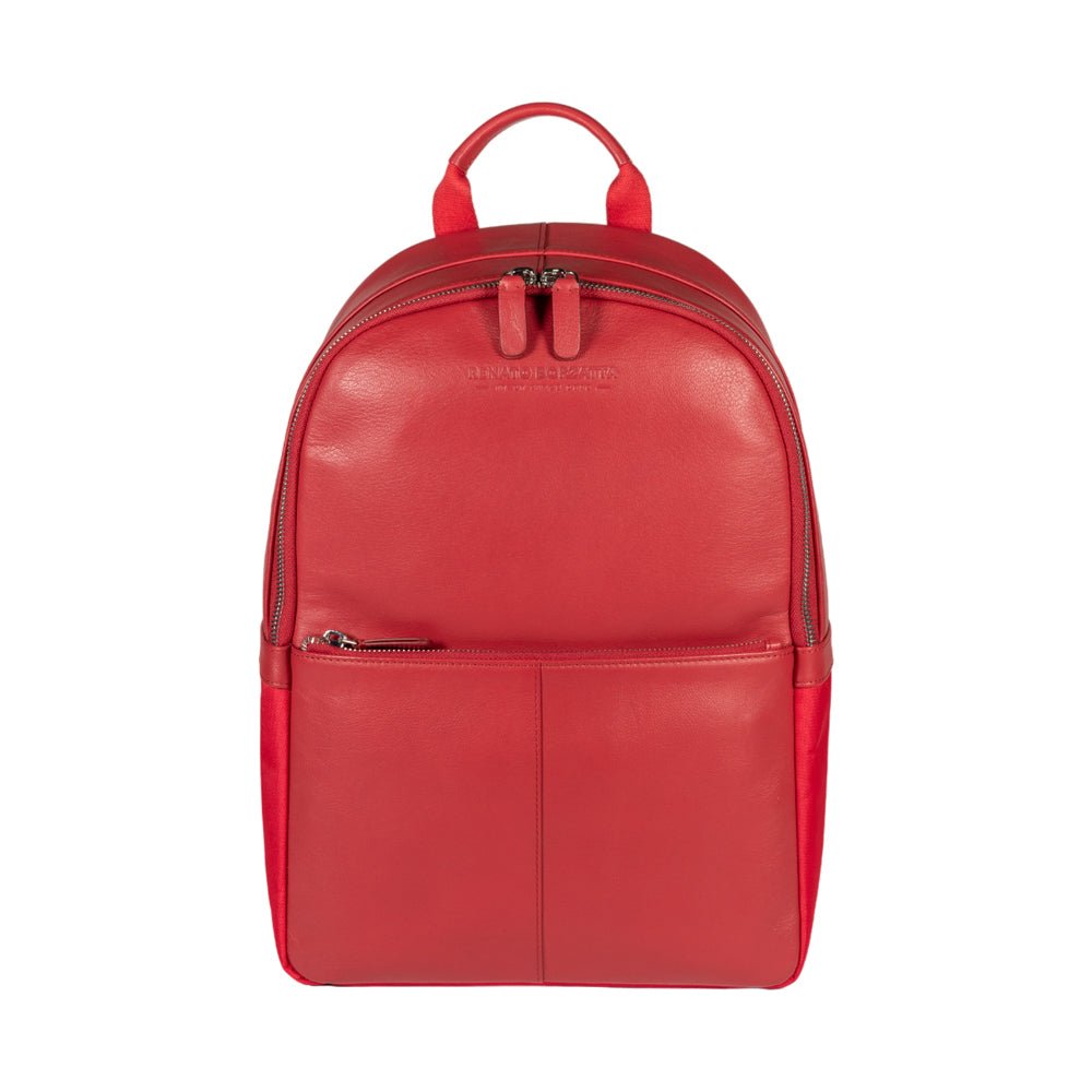 RB2001V | Zaino Porta Netbook/Tablet in Nylon/Vera Pelle, con leggera grana. Chiusura con lampo e spallacci regolabili - Colore Rosso - Dimensioni: cm 27 x 38 x 14. Confezione: Sacchetto Tessuto non Tessuto - www.Shopthatapp.com