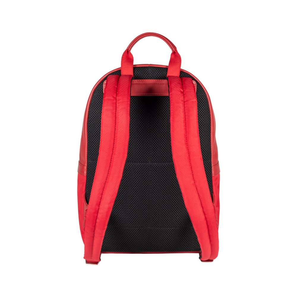 RB2001V | Zaino Porta Netbook/Tablet in Nylon/Vera Pelle, con leggera grana. Chiusura con lampo e spallacci regolabili - Colore Rosso - Dimensioni: cm 27 x 38 x 14. Confezione: Sacchetto Tessuto non Tessuto - www.Shopthatapp.com