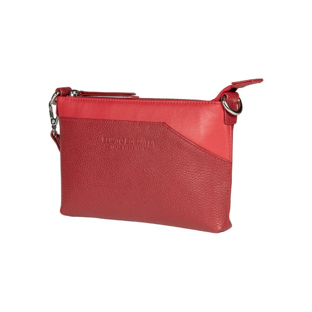 RB2003V | Borsa a Tracolla/Polso in Vera Pelle pieno fiore, grana dollaro/leggera. Tracolla e maniglia removibili. Colore Rosso. Dimensioni: cm 22 x 14 x 2,5. Confezione: Sacchetto in Tessuto non Tessuto - www.Shopthatapp.com