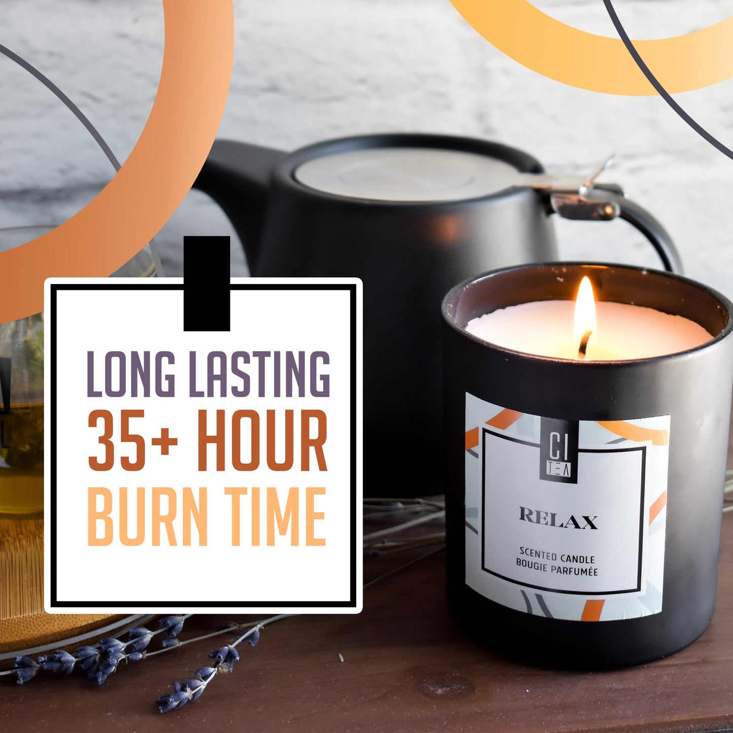 Bougie Relax en cire de soja - Bois de santal et musc - 227 g