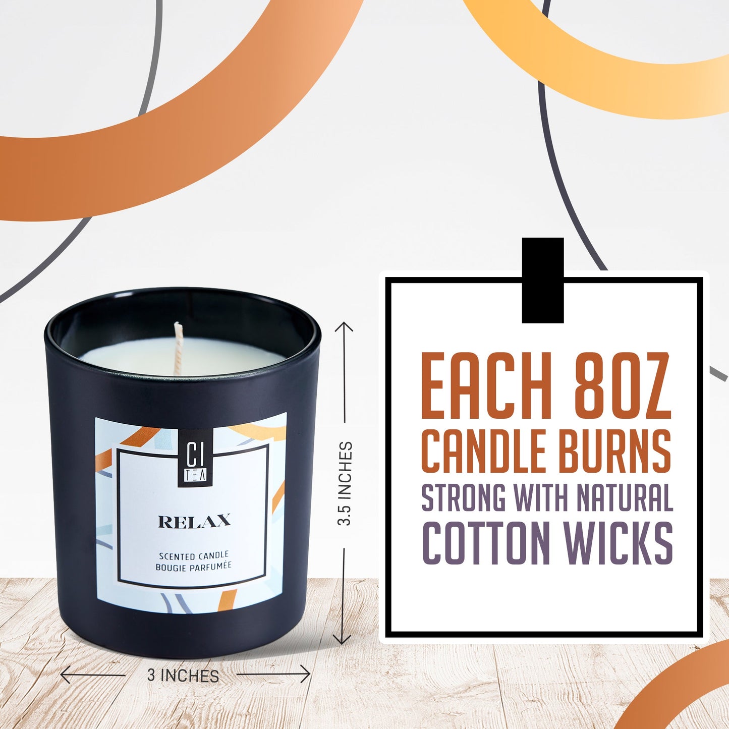Bougie Relax en cire de soja - Bois de santal et musc - 227 g