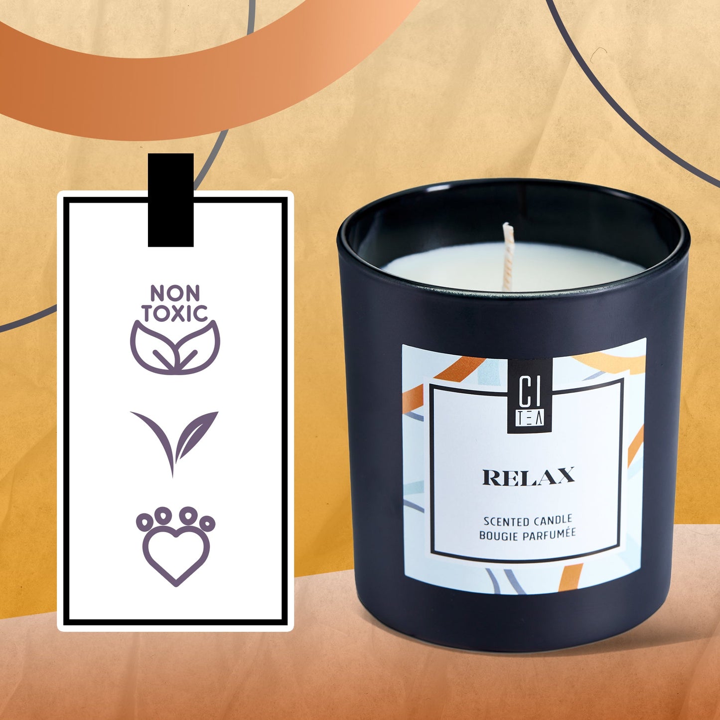Bougie Relax en cire de soja - Bois de santal et musc - 227 g