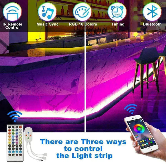 Remote Color Changing Led Strip Lights 5050 RGB Bluetooth Room Light - www.Shopthatapp.com