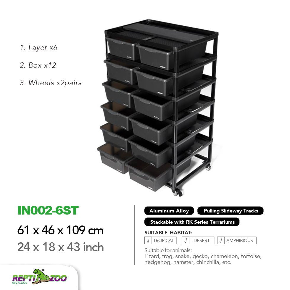 Cage d'élevage empilable en aluminium REPTIZOO (tapis chauffants inclus pour 6 couches)