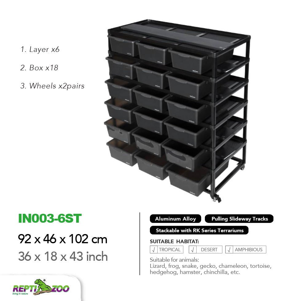 Cage d'élevage empilable en aluminium REPTIZOO (tapis chauffants inclus pour 6 couches)