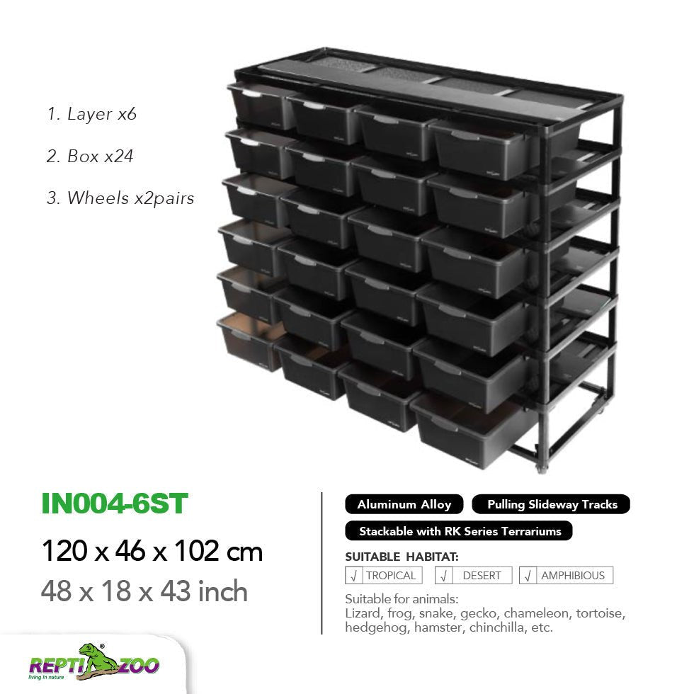 Cage d'élevage empilable en aluminium REPTIZOO (tapis chauffants inclus pour 6 couches)