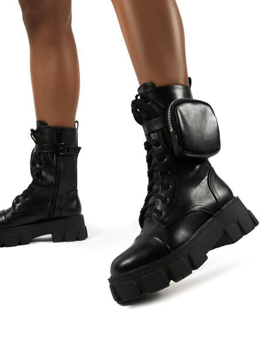 Round head female motorcycle riding boots - www.Shopthatapp.com