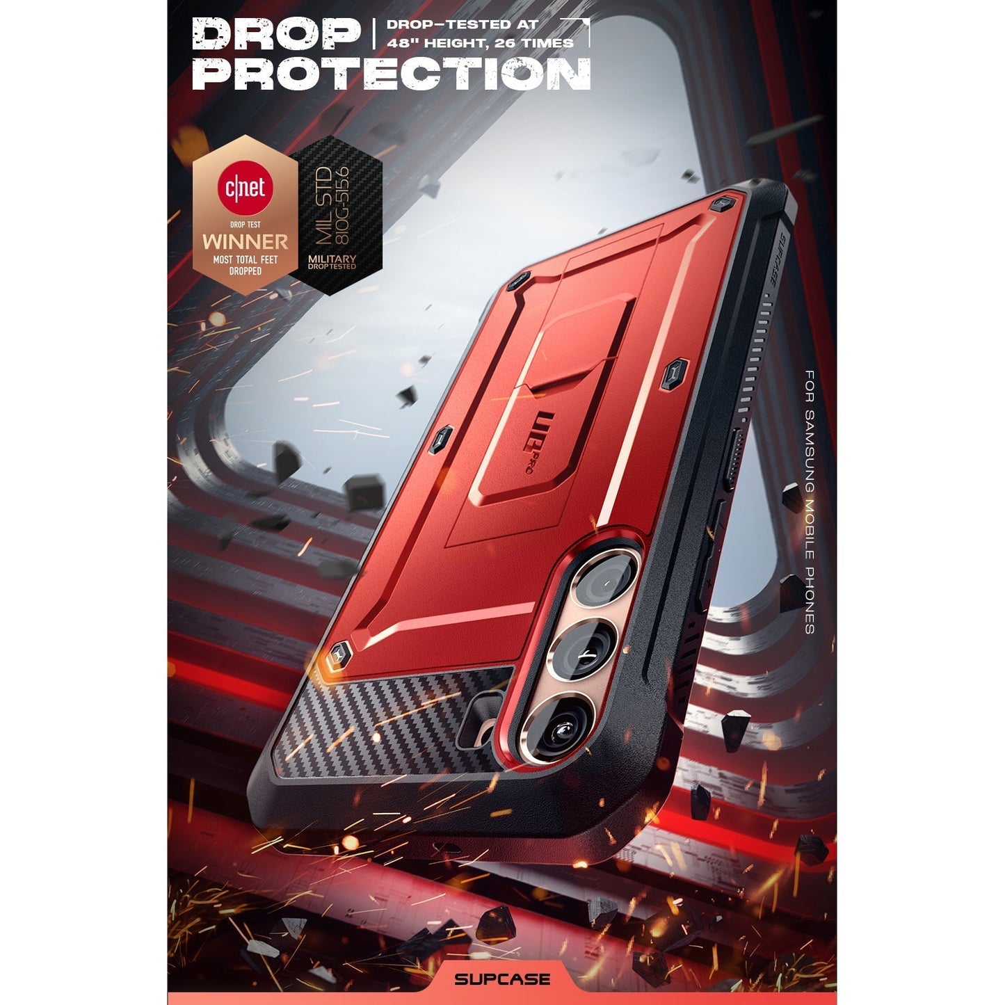 Coque robuste Unicorn Beetle PRO pour Galaxy S23 - Rouge métallisé