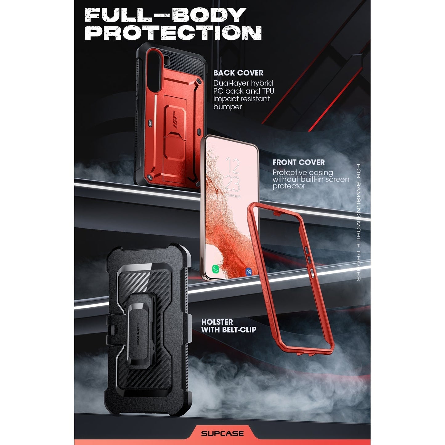 Coque robuste Unicorn Beetle PRO pour Galaxy S23 - Rouge métallisé