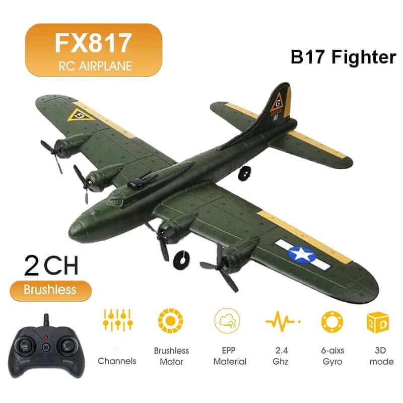 Avion télécommandé FX817 B17 - Planeur 2,4 GHz à voilure fixe