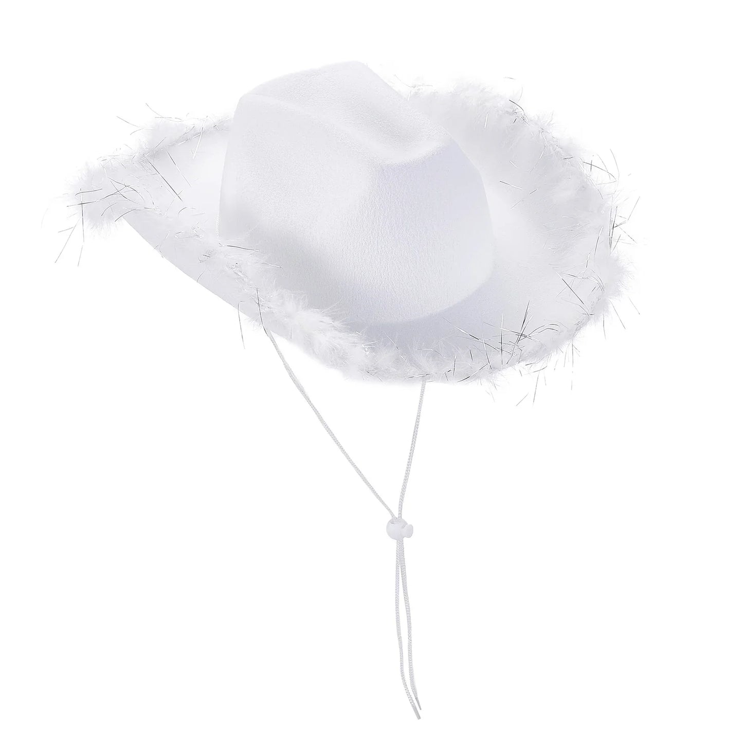2024 Fashion Women´s Party Hats Cowboy Hat Adult Solid Color Furry Trim Wide Brim Hat Female Cap for Dating Party - www.Shopthatapp.com