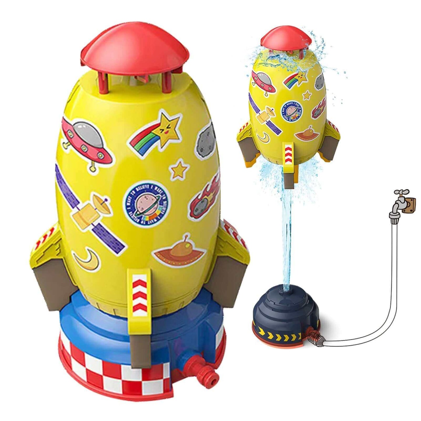 Raketenwerfer-Spielzeug für draußen – Wasserbetriebener Sprinkler für Gartenspaß und interaktives Spielen – Wassersprührakete für den Rasen von Kindern