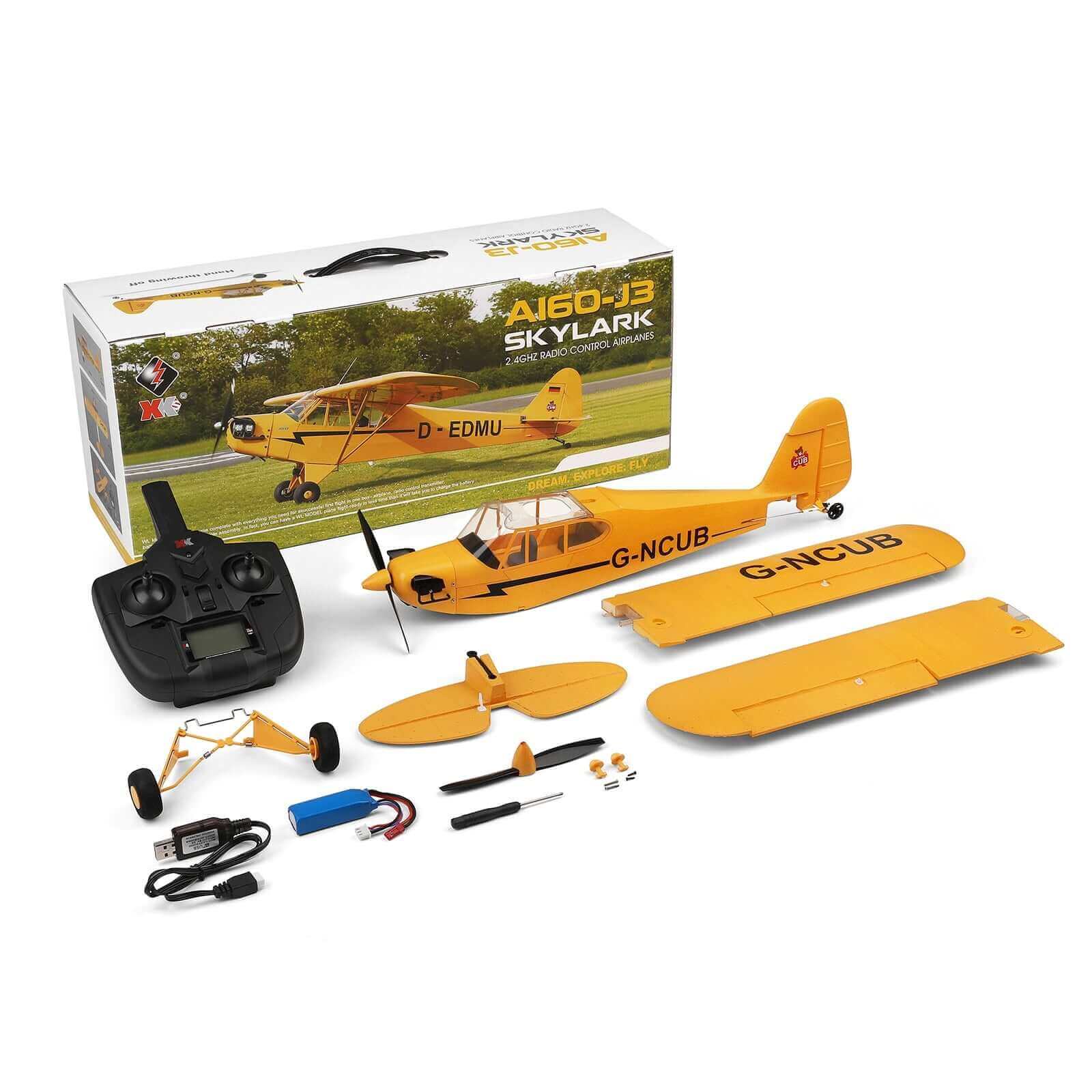 Wltoys XK A160 RC Airplane 2.4GHz 4CH Brushless Motor Stunt Aircraft - Yellow - www.Shopthatapp.com