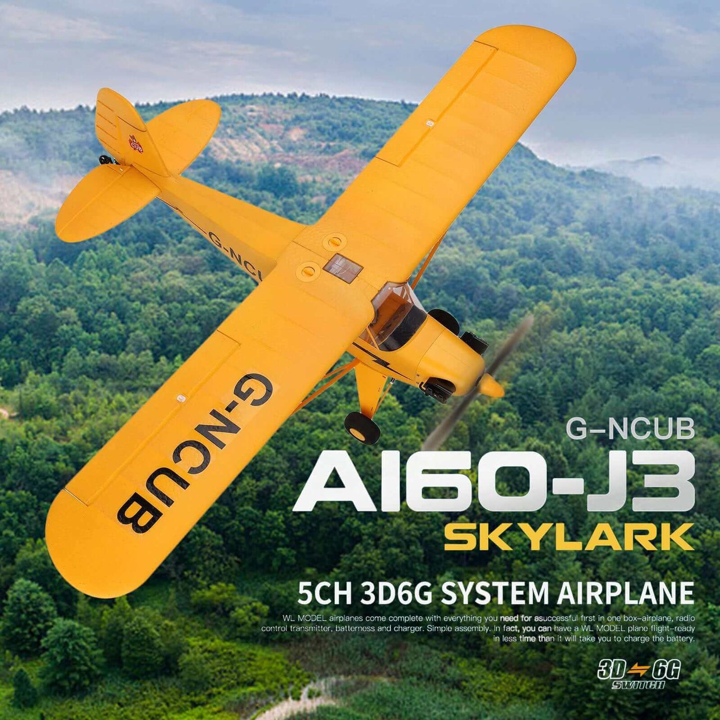 Wltoys XK A160 RC Flugzeug 2,4 GHz 4CH Brushless Motor Stuntflugzeug - Gelb
