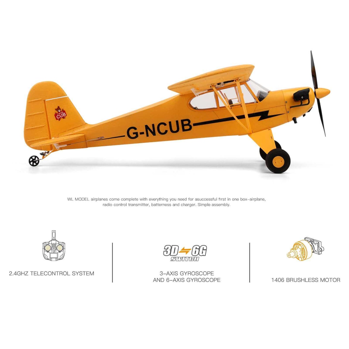 Wltoys XK A160 RC Flugzeug 2,4 GHz 4CH Brushless Motor Stuntflugzeug - Gelb