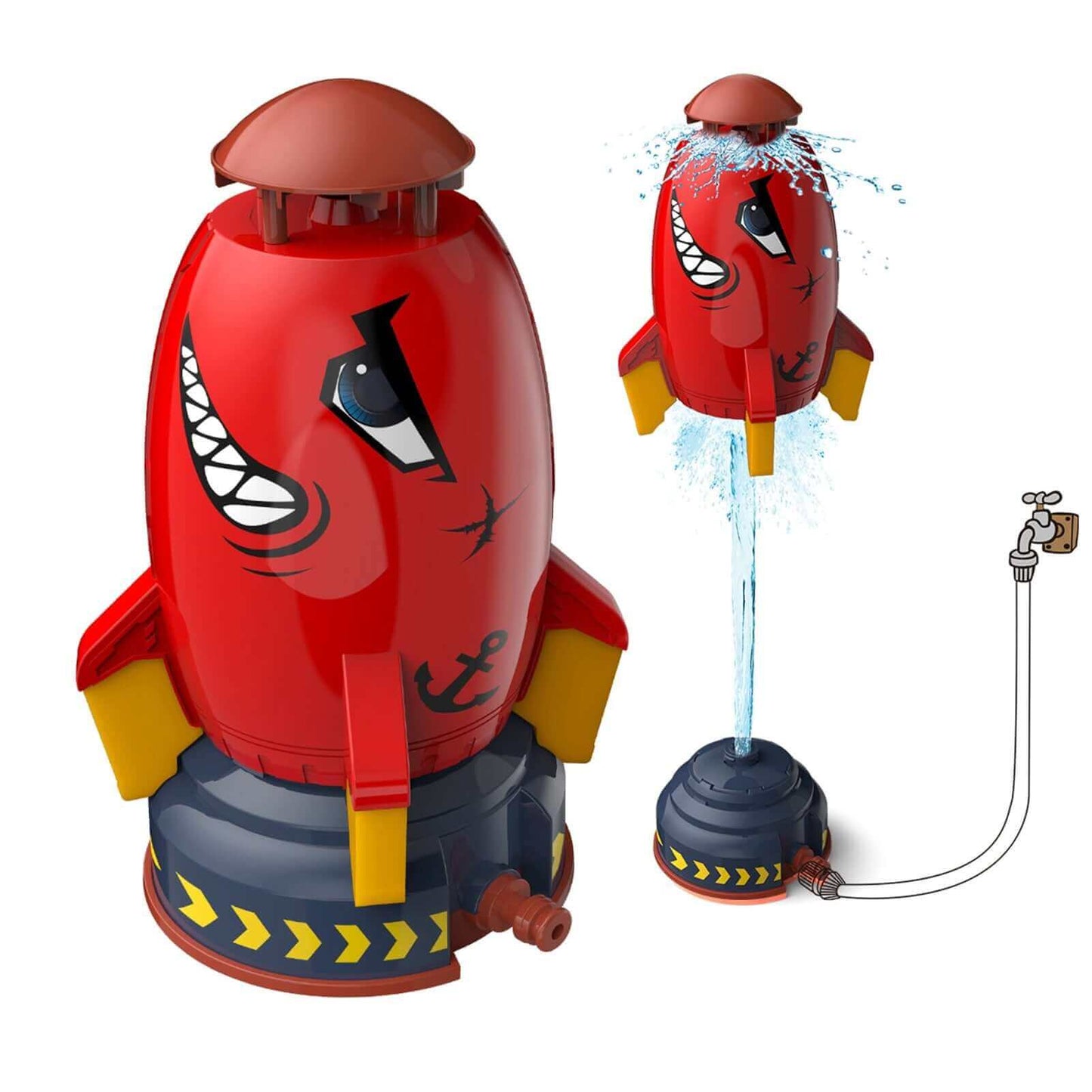 Raketenwerfer-Spielzeug für draußen – Wasserbetriebener Sprinkler für Gartenspaß und interaktives Spielen – Wassersprührakete für den Rasen von Kindern