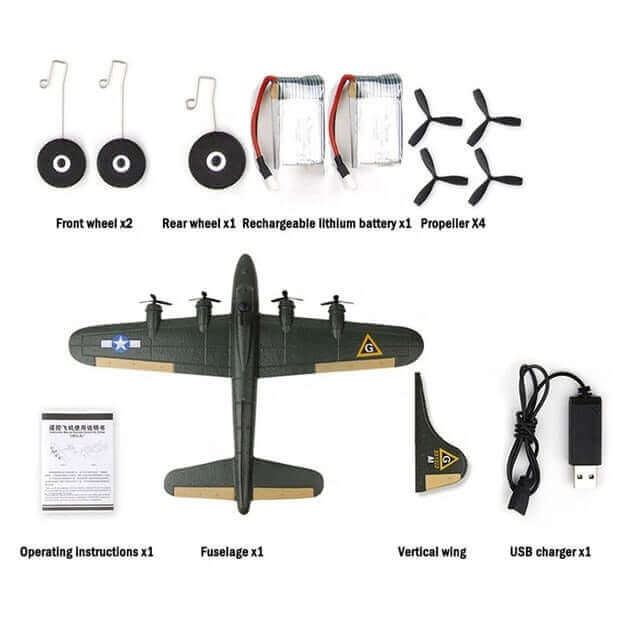 Avion télécommandé FX817 B17 - Planeur 2,4 GHz à voilure fixe