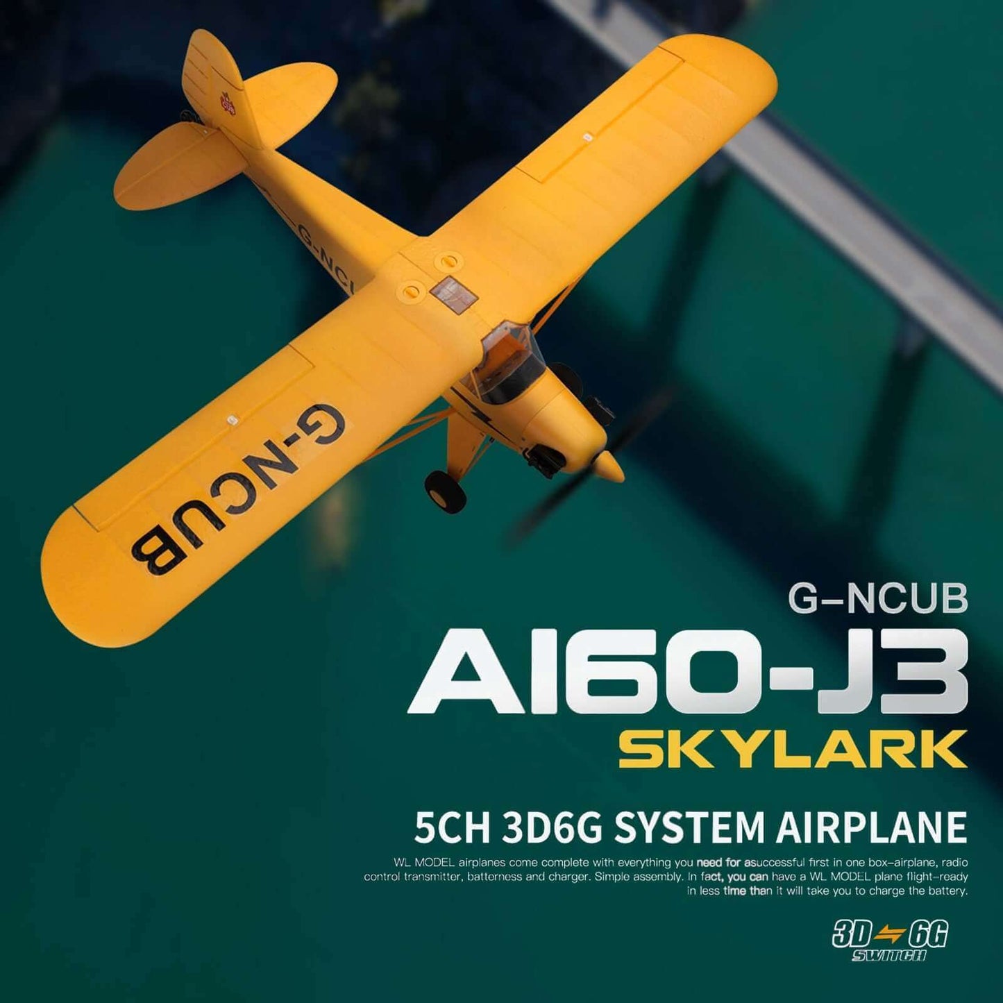 Wltoys XK A160 RC Flugzeug 2,4 GHz 4CH Brushless Motor Stuntflugzeug - Gelb