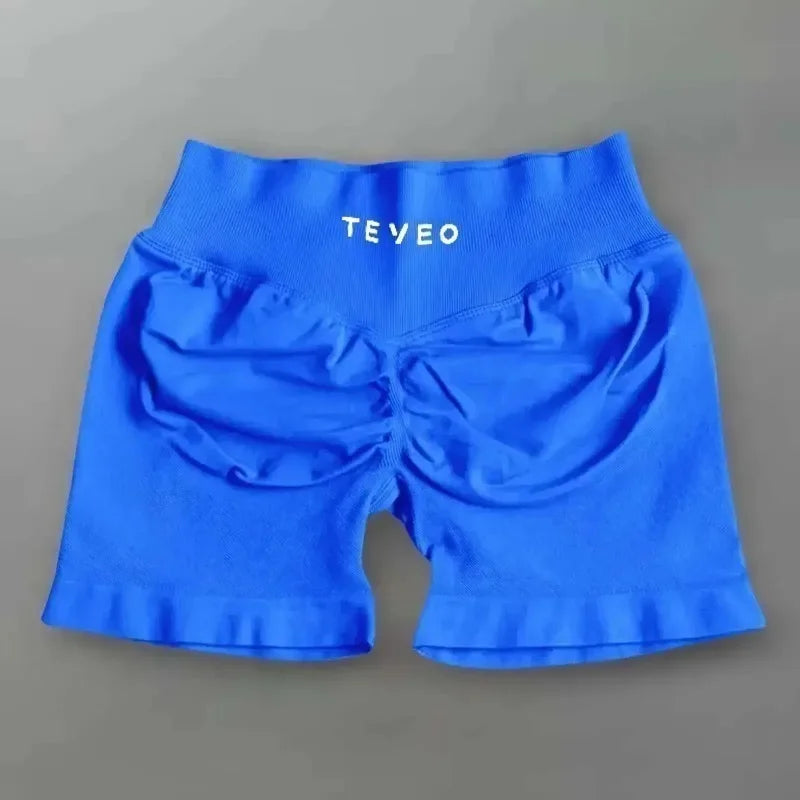 TEYEO Fashion Summer Women's Yoga Shorts Sports Running Breathable Comfortable High Waist Seamless Quick Drying Yoga Shorts