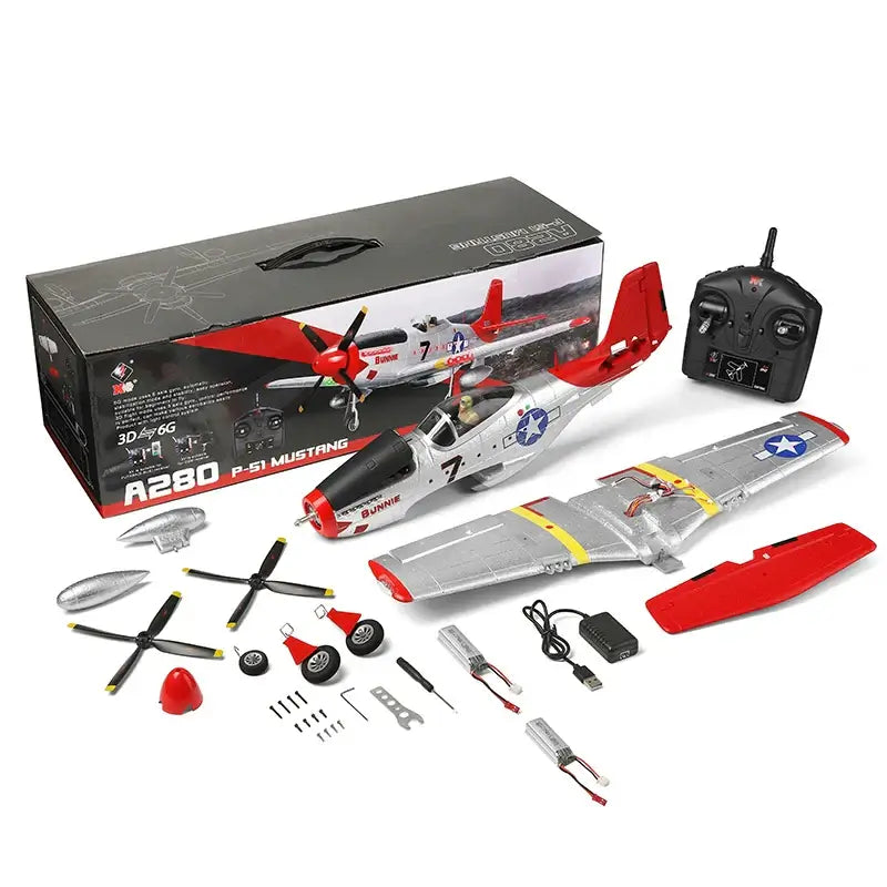 Wltoys XK A280 RC Plane P51D, 3D/6G LED, 2.4GHz, Brushless Motor, 560mm Wing - www.Shopthatapp.com