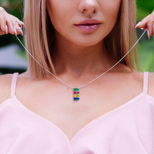 HBC 925 Sterling Silver Crystal Pendant Necklace - www.Shopthatapp.com