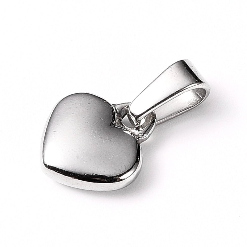 Breloque en forme de cœur gonflé en argent