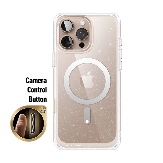 iPhone 16 Pro 6.3 inch Unicorn Beetle MAG Slim Clear MagSafe Camera Control Button Case-Glitter Pink - www.Shopthatapp.com