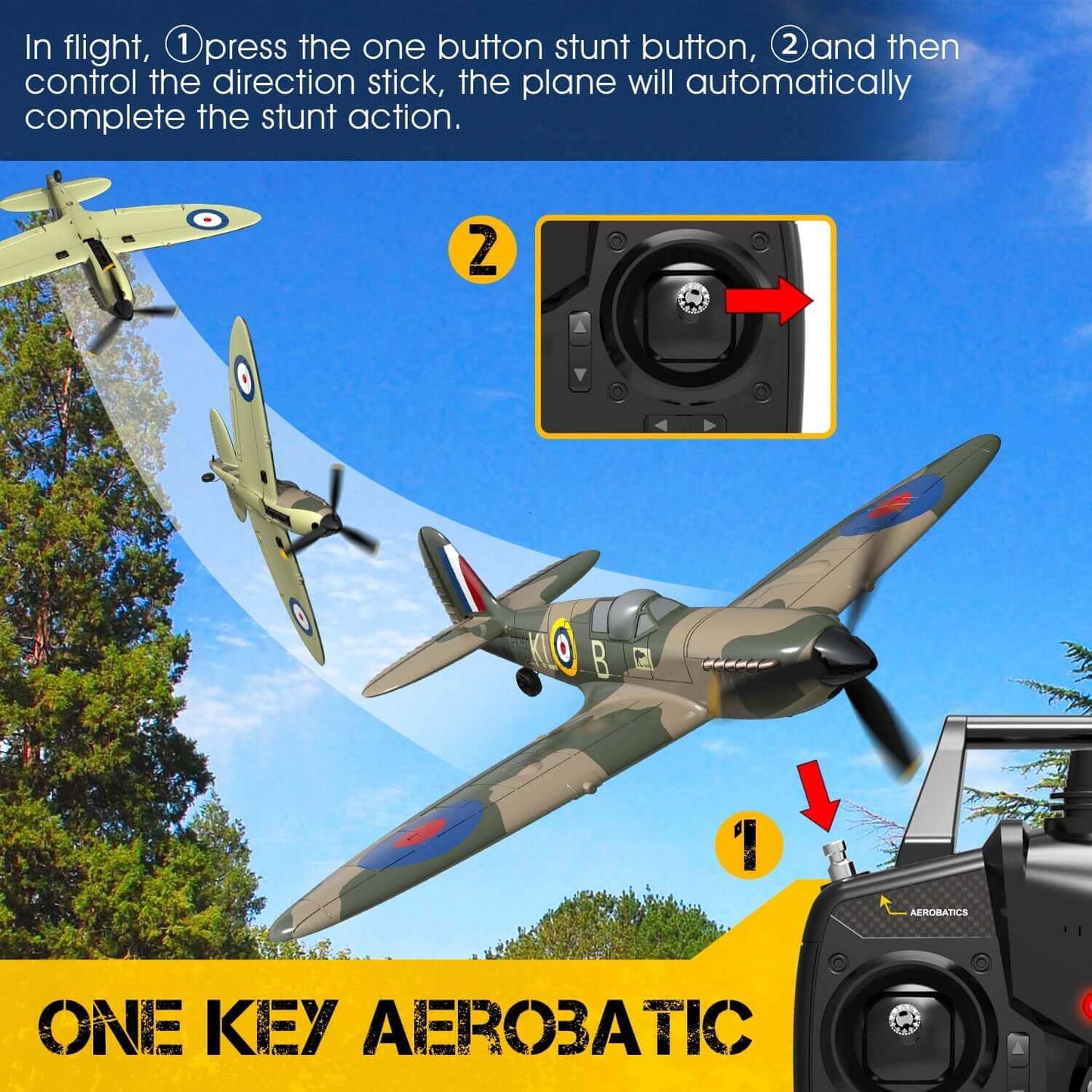 Spitfire RC-Flugzeug: 2,4G 4CH EPP Mini-Warbird-Flugzeug RTF