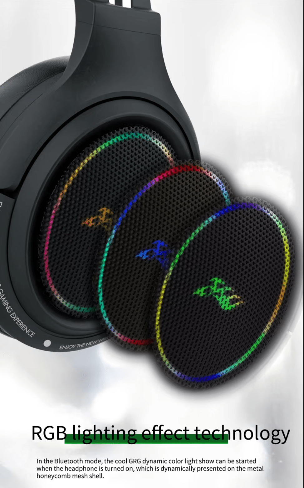 Casque sans fil Bluetooth à faible latence, casque de jeu LED RGB, microphone rose/noir