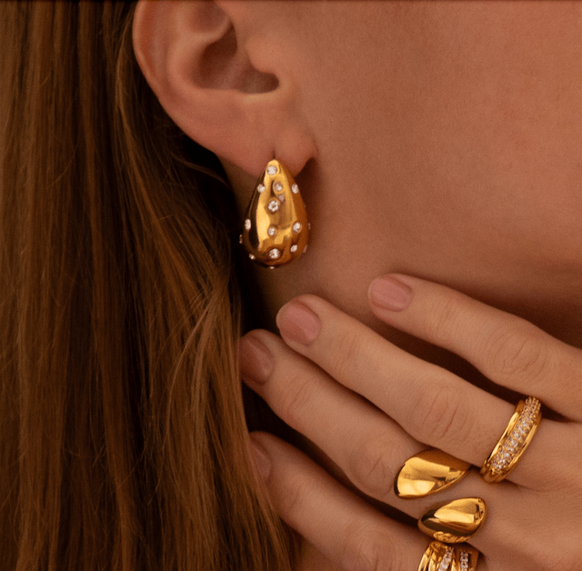 Dome Chunky CZ Earrings (Sample Sale) - www.Shopthatapp.com