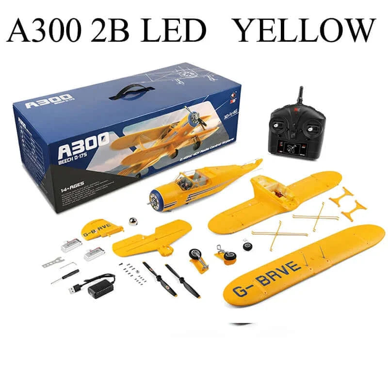 2024 WLtoys A300-Beech D17S EPP 4CH RC Biplane: LED, 3D/6G Gyro, Brushless - www.Shopthatapp.com