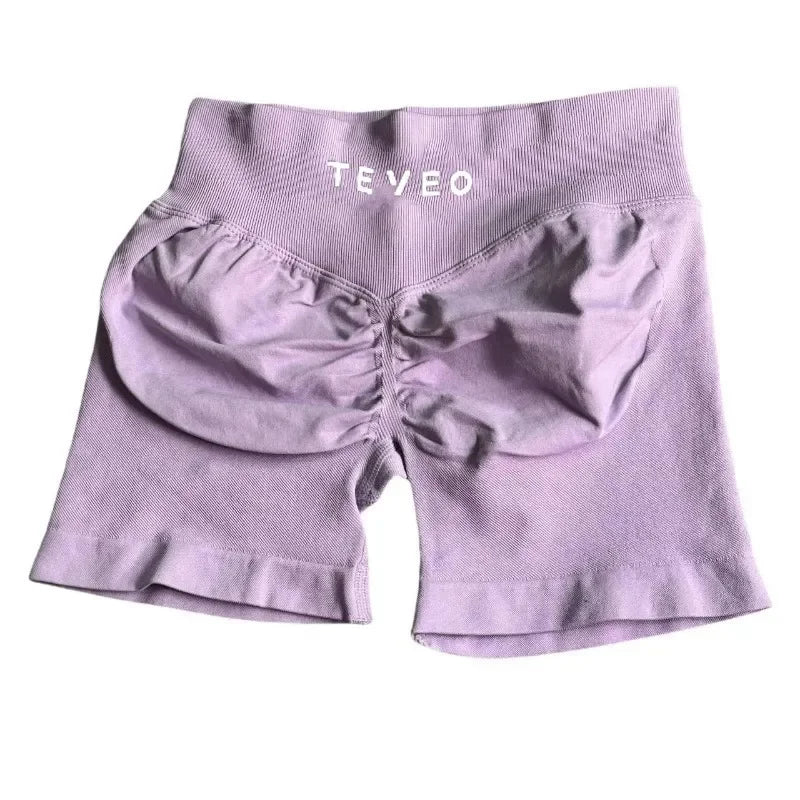 TEYEO Fashion Summer Women's Yoga Shorts Sports Running Breathable Comfortable High Waist Seamless Quick Drying Yoga Shorts