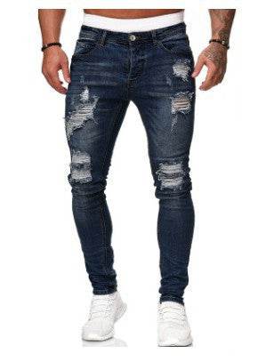 Slim fit Ripped Straight leg denim Jean Pant trousers for men - www.Shopthatapp.com #