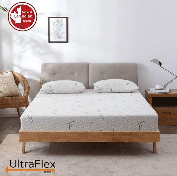 UltraFlex SolidSleep- Canadian-Made FIRM Gel Infused Reversible Comfort With Pressure Relief, Cooling Technology, Bamboo Cover, CertiPUR-US® Certified Foam (Made in Canada) - www.Shopthatapp.com
