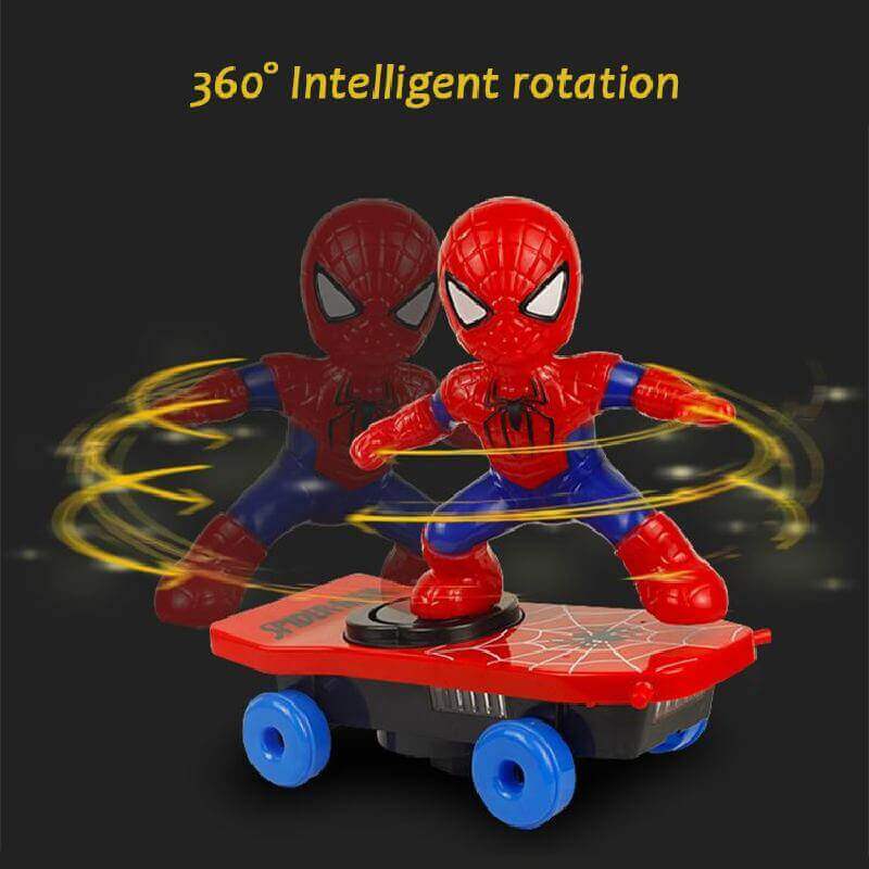 Spider-Man Stunt Scooter Toy - Electric Music, Flip Rotation, Skateboard for Kids - www.Shopthatapp.com #