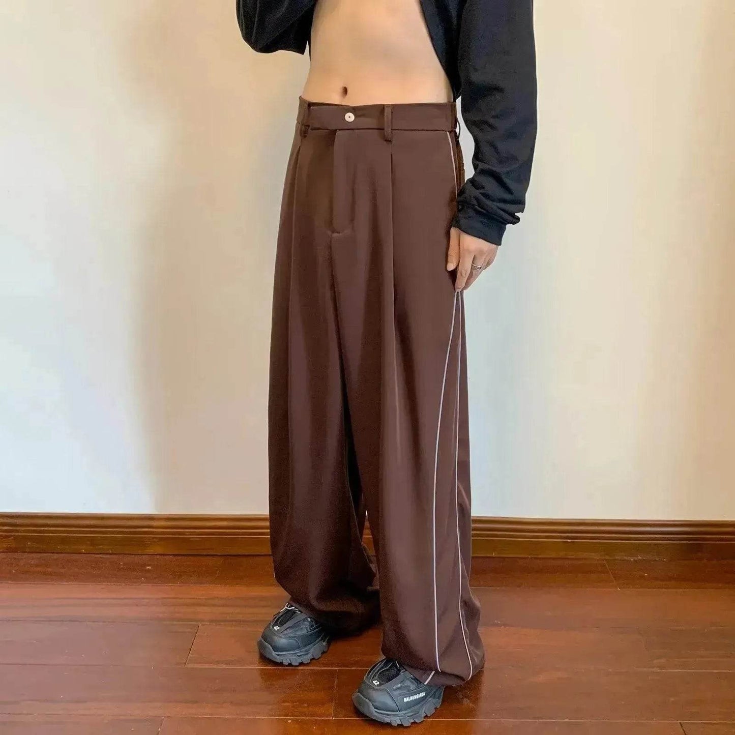 Sports Pants Male Straight Wide Leg Striped Casual Trousers - www.Shopthatapp.com #
