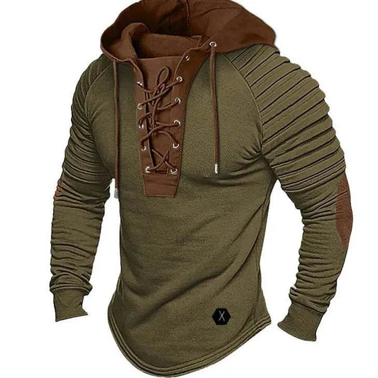 Spring And fall Pure Color Tied Hoodie Street fashion Bronzing Lacing Sweatshirt - www.Shopthatapp.com #
