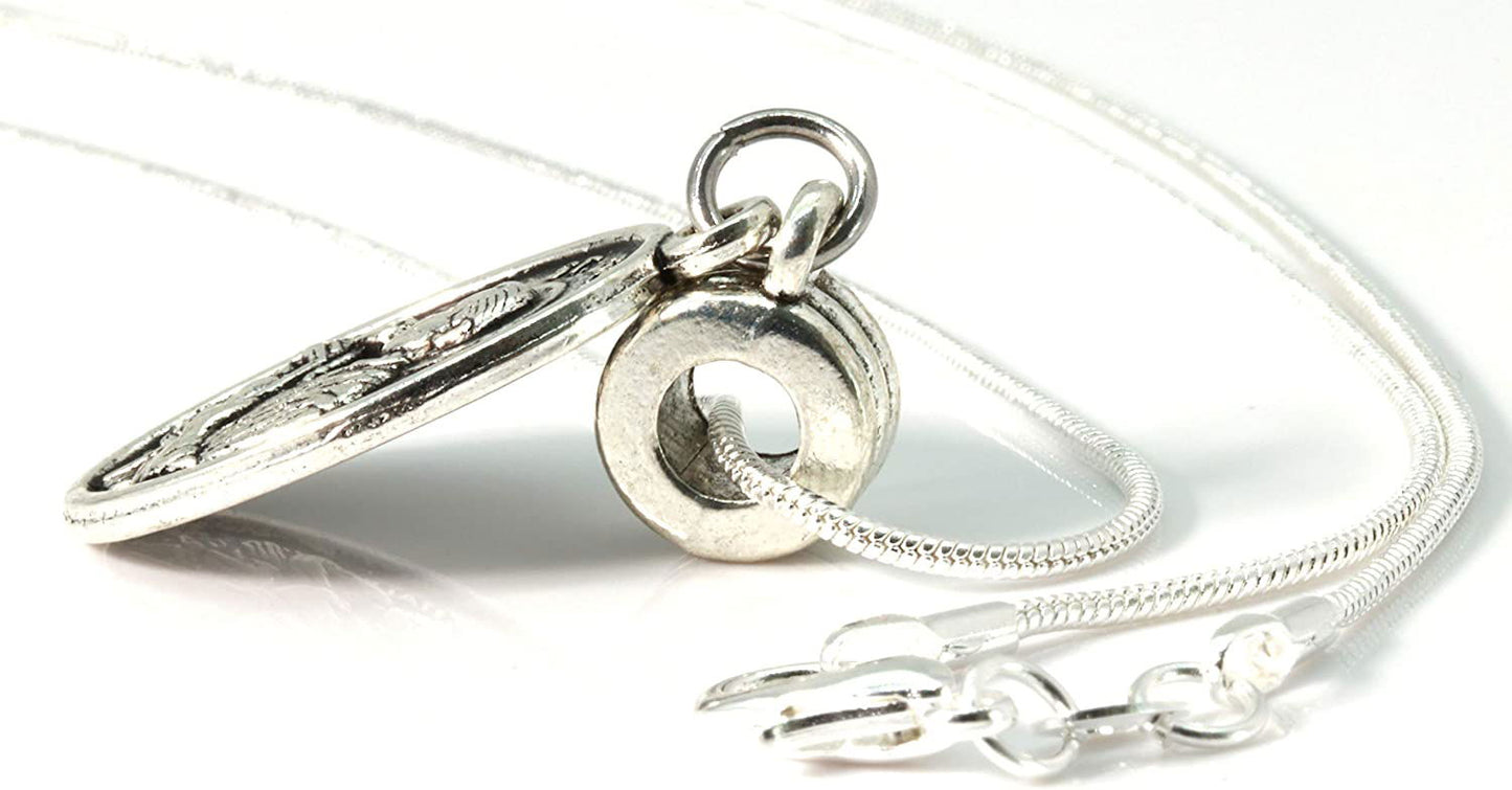 St Gerard Necklace for Pregnancy | Patron Saint of Pregnancy Charm Necklace St Gerard Pendant on a 22 inch Silver Plated Snake Chain Necklace with a Beautiful St Gerard Charm Fertility Charm for Women - Www.Shopthatapp.com