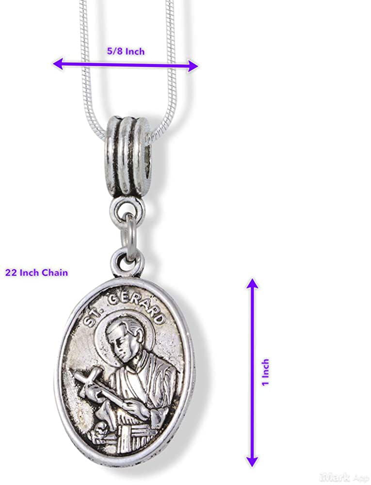 St Gerard Necklace for Pregnancy | Patron Saint of Pregnancy Charm Necklace St Gerard Pendant on a 22 inch Silver Plated Snake Chain Necklace with a Beautiful St Gerard Charm Fertility Charm for Women - Www.Shopthatapp.com