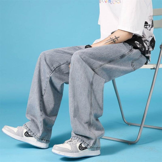 Straight Loose Jeans Men Casual Trousers Hip Hop Cargo Denim Pants With Zipper - www.Shopthatapp.com #