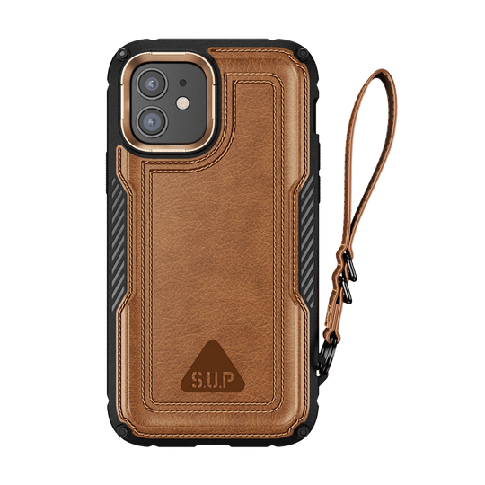iPhone 12 6.1 inch Unicorn Beetle Royal Rugged Leather Case-Brown - www.Shopthatapp.com
