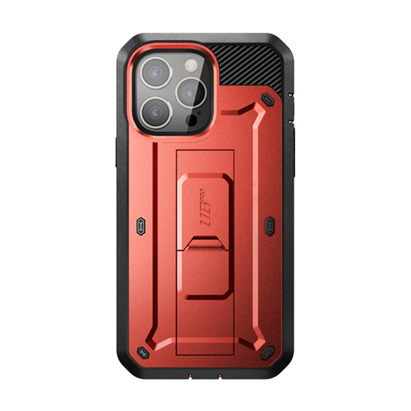 Coque robuste Unicorn Beetle Pro pour iPhone 13 Pro Max 6,7 pouces - Rouge métallisé