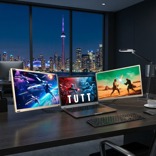 TUTT 15.6” FHD Portable Monitor – S6 Triple Screen Extender, USB-C/HDMI, 7 Viewing Modes | All Devices Compatible with Converter Cable (H5 Included) - www.Shopthatapp.com