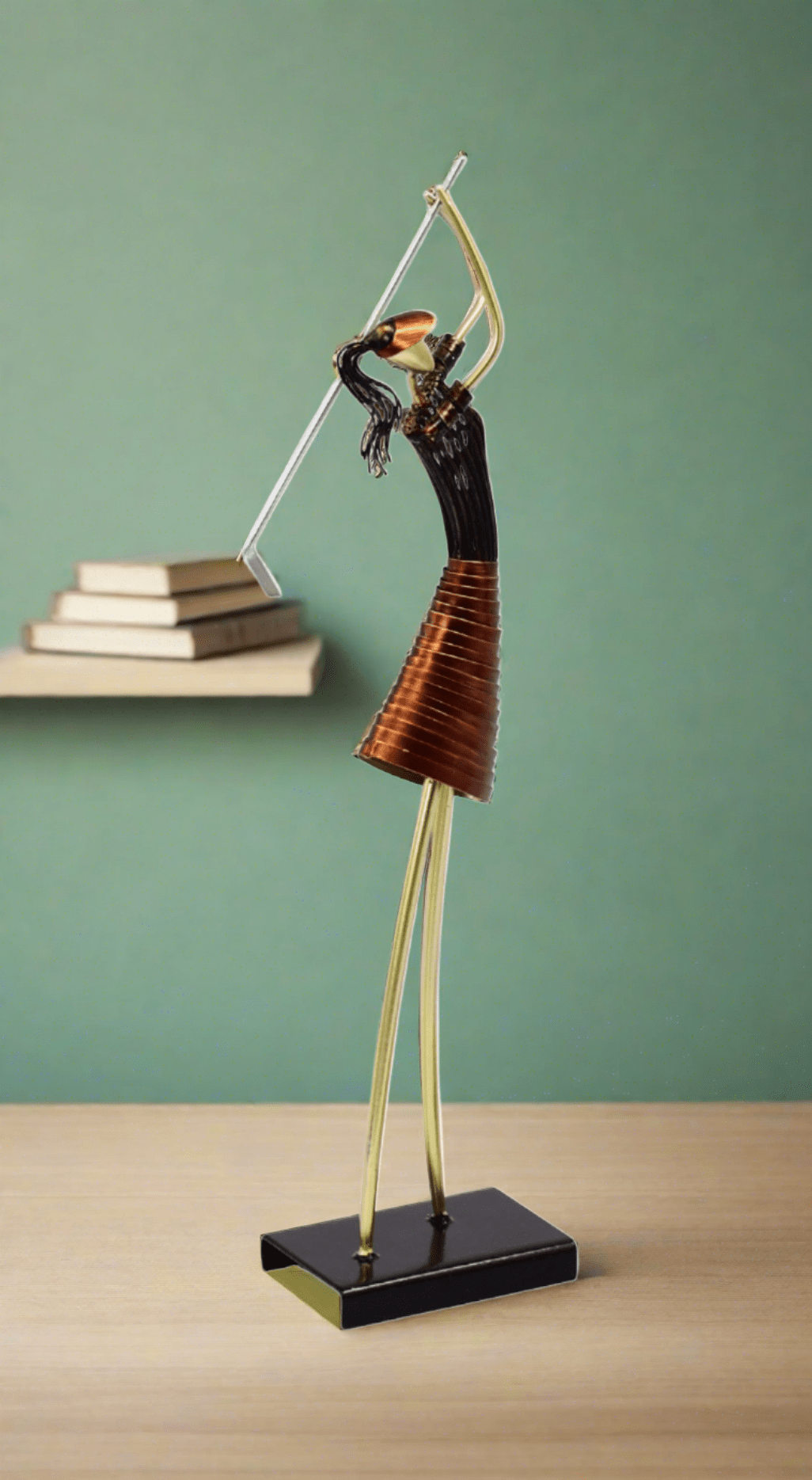 Table Sculpture Metal Figurine Lady Playing Golf - Elegant Home Décor for Golf Lovers - Www.Shopthatapp.com