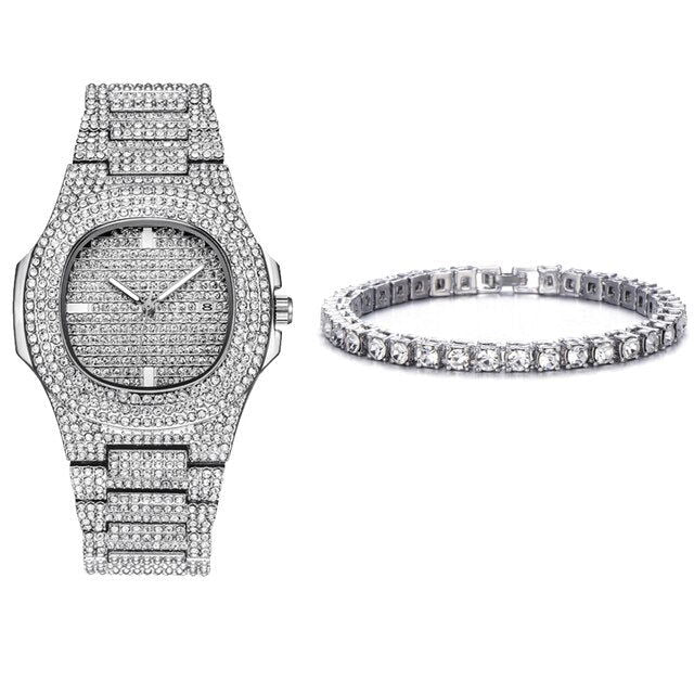 Tennis Bracelet and Watch Set - Silver - Www.Shopthatapp.com