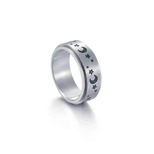 The Stars And The Moon Rotating Titanium Steel Women Ring - www.Shopthatapp.com