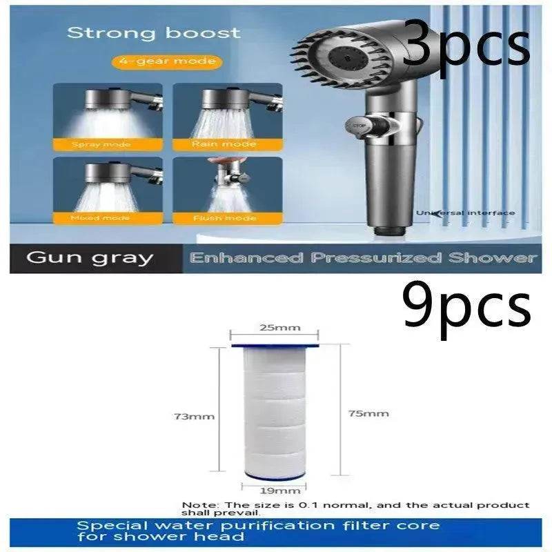 The Third Gear Adjustable Strong Supercharged Shower Head Household Bath Shower Hose Shower Head - www.Shopthatapp.com #